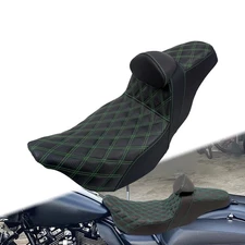 Driver Passenger Seat Green Stitching Rider For Harley Touring Road Glide 09-23