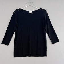 Max Mara Top Womens Large Black Perforated Sh...