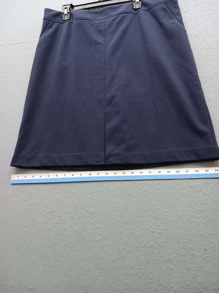 Dennis Basso Mujer XL Falda Azul Marino Sólida Tirar Elástica Cintura Informal Foto 4 de 4