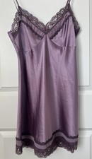 Vintage Victoria's Secret Y2K Purple Satin Lace Slip Dress Chemise Lingerie M