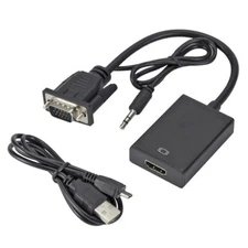 LOT VGA To HDMI Converter 1080P HD Adapter With Audio Cable For HDTV PC Laptop