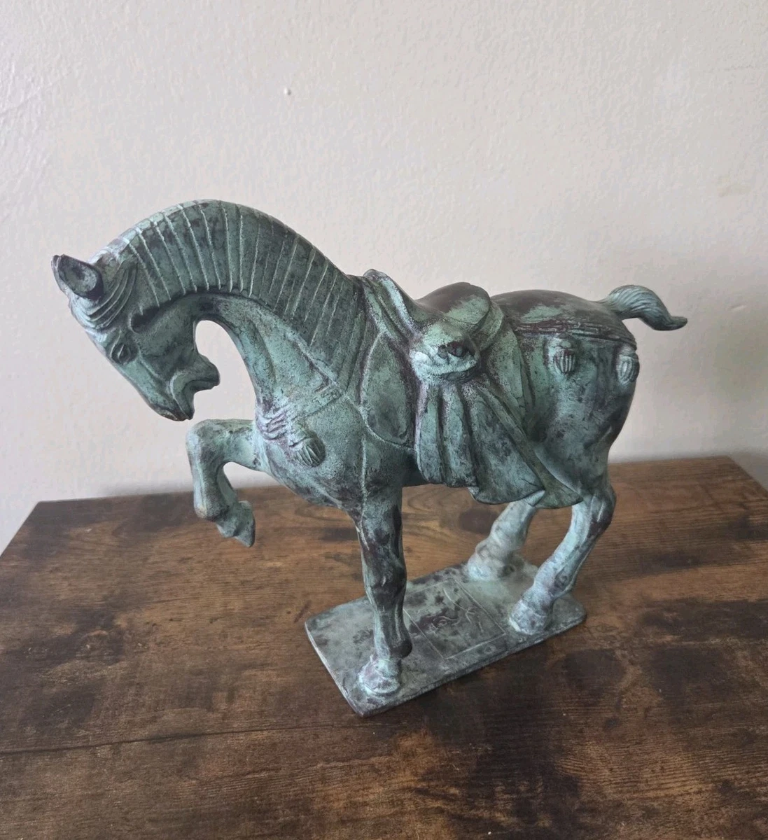 马绿色中国风青铜雕像、雕像| eBay