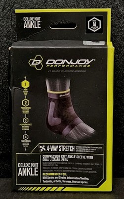 DonJoy Knit Ankle Sleeve Brace - Medium Left/Right - 4-Way Stretch Compression