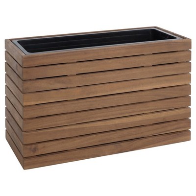 B-Ware Pflanzkasten HWC-L21, eckig 41x63x23cm Outdoor Akazie Holz, hellbraun