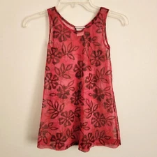 Vintage mesh red hawaii beachwear cover up tank small
