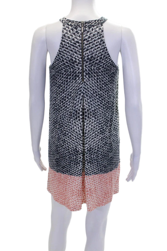 Vestido informal Tart para mujer texturizado sin mangas cuello alto estampado con cremallera blanco talla XS Foto 3 de 4