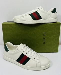 Gucci Ace Baskets Homme Taille US 8 Chaussures Cuir Web Italie 386750