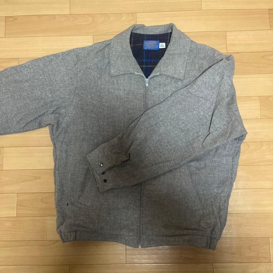 Pendleton Wool Sweater Gray Checked Lined Vintage… - image 1