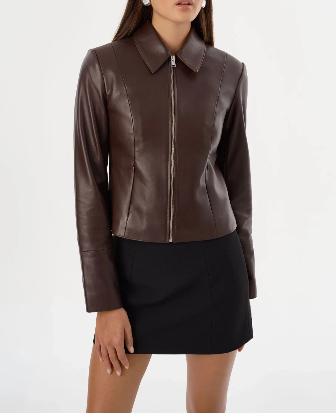Women's Brown Leather Jacket Biker Moto Lambskin Size S M L XL XXL 3XL Customize