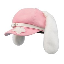 Lovely Women Beret Hat Cap with Long Puppy Ears Artists Painter's Hat for Pink