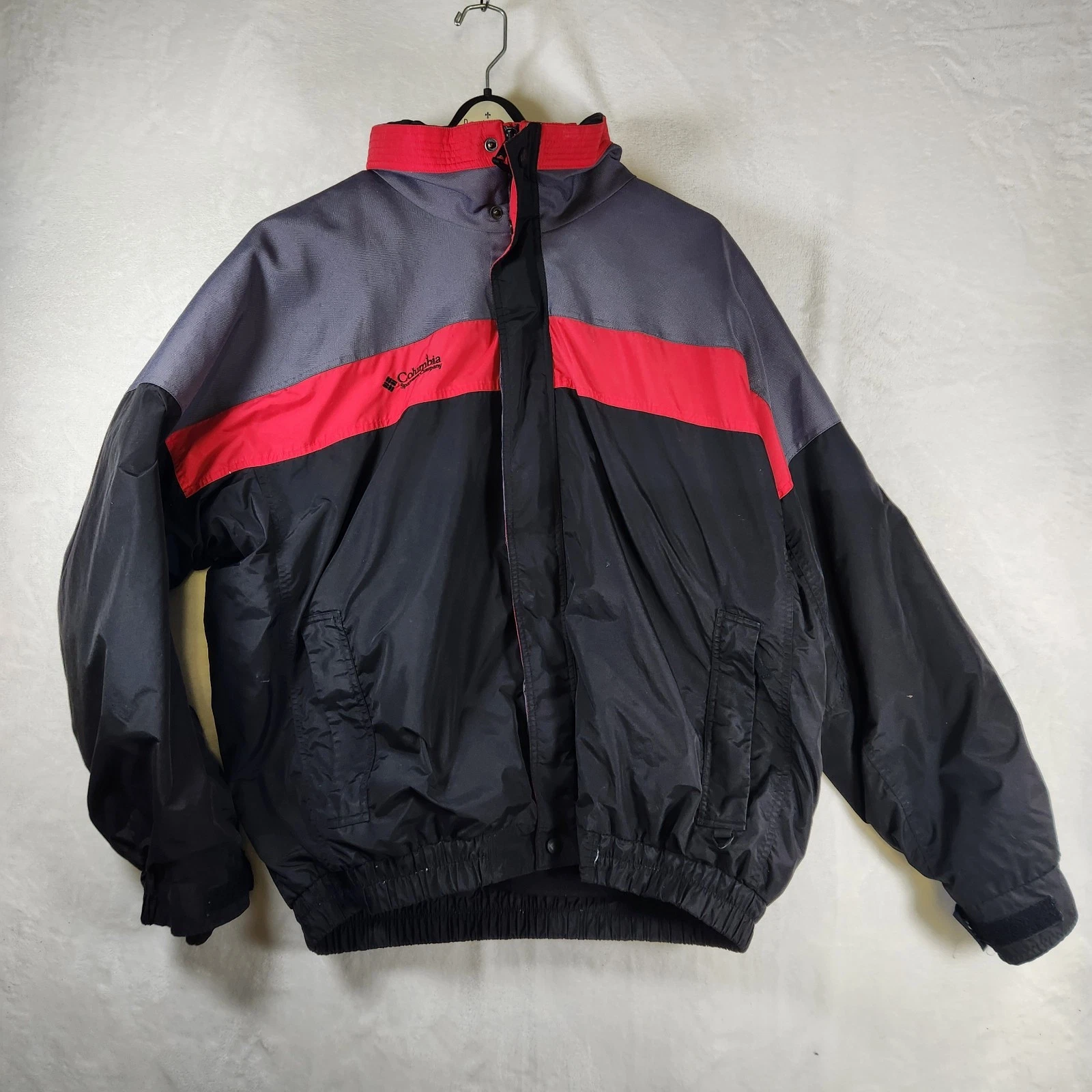Vtg Columbia Bugaboo 3 in 1 Jacket Mens XL Tall Red Black Gray Removable Fleece