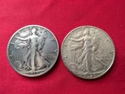 Walking Liberty Half Dollars, 1946-P & 1935-S, Lot of 2 90% Silver Coins