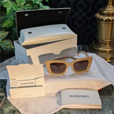 NEW Burberry BE4476 3990/74 Beige Cat Eye Sunglasses Italy Complete Set NIB