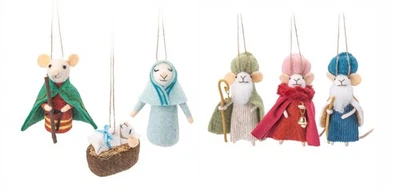 Sass & Belle Felt Nativity Mice Mary Joseph Baby Wise Man Christmas Decoration