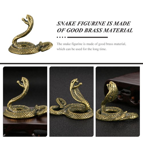 Retro Cobra Ornament Small Snake Statue Man Brass Animal Shape Crafts Decor - Picture 10 of 12