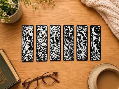 6 Dog Bookmark Set 3D Printed Puppy Bookmarks PLA Book Lover Gift Reading