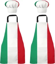 Italian Apron and Chef Hat for Women Men Italian Costume Fabric Bib Italy Flag A
