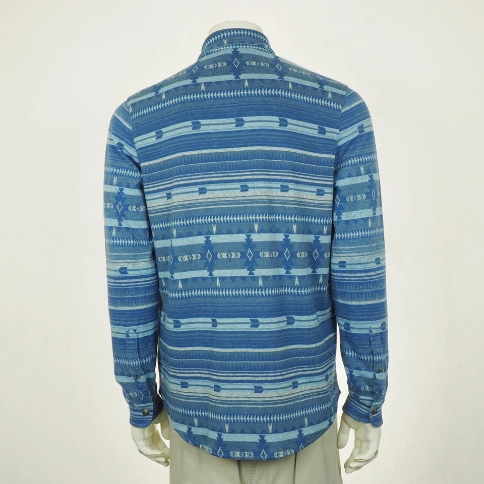 Faherty Flannel Shirt Mens Medium Blue Aztec Striped Doug Good Feather Legend - Image 4 of 4