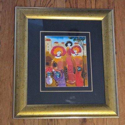 Moshe Leider Signed Original Mixed Media Watercolor Painting on Paper, Framed