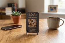 Custom Wooden WiFi Sign, QR Code Password Plaque, Airbnb Guest Room Host Decor