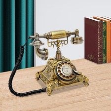 Antique Telephone Desk Phone European Style Old Fashioned Rotary Dial Phone