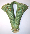 Weller Pottery "Ardsley" Wall Pocket  Double Vase Cattails Bloom ca. 1920