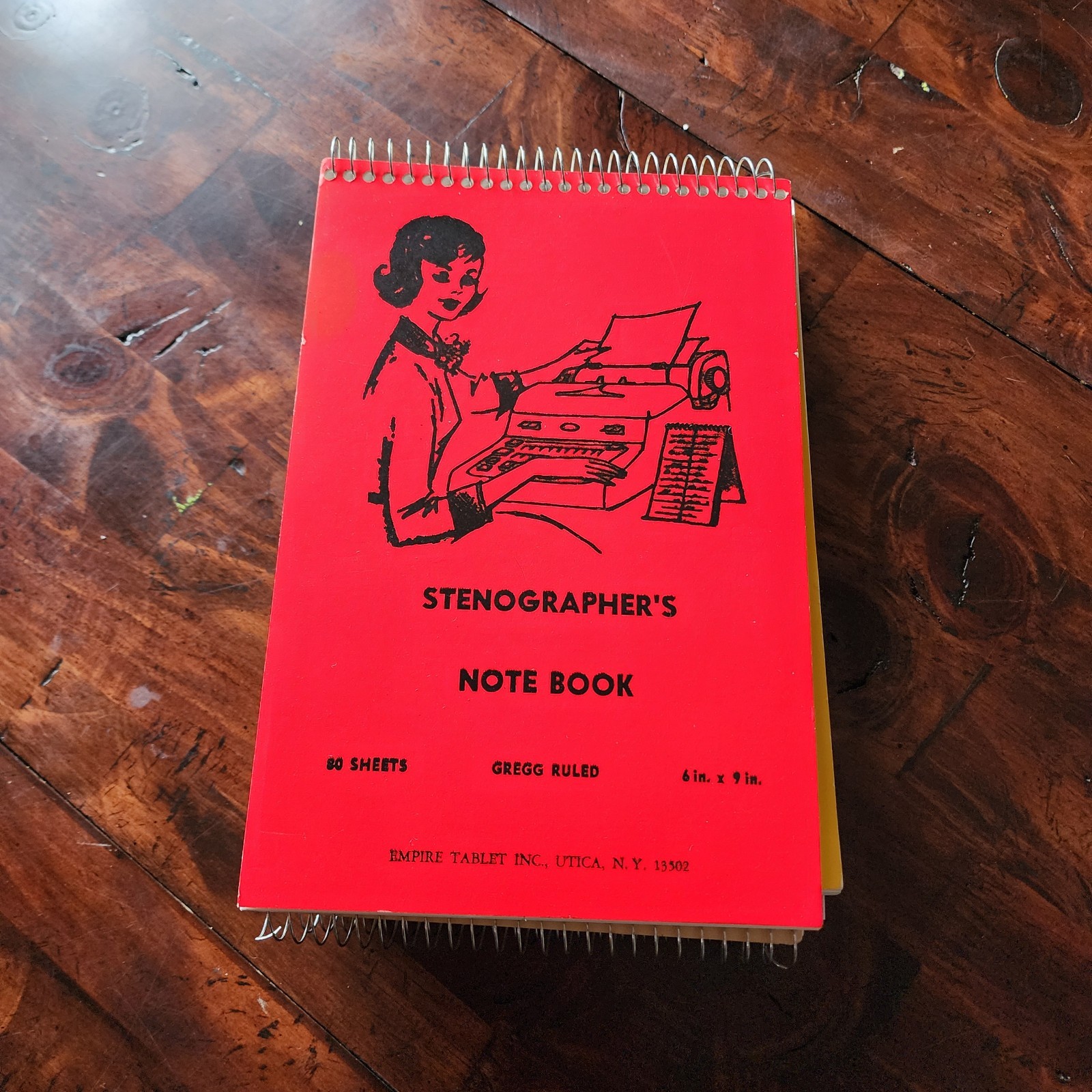 Vintage Spiral Notebook Spell-Write Steno Gregg Ruled, Sight Saver Paper.