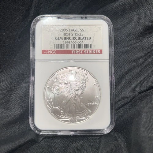 2006 $1 American Silver Eagle Graded by NGC as Gem Uncirculated First Strike
