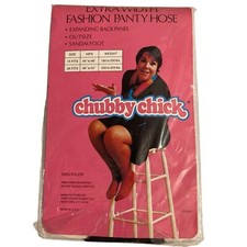 Vintage Chubby Chick Plus Pantyhose Black Print Size 1X Hips 44  -48  180-200 