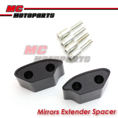 Black Mirrors Extension Riser Adapter For Yamaha YZF R6 08-16 09 10 11 12 13 14