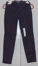 WOMEN'S OLD NAVY NAVY BLUE VINEY FLORAL PIXIE MID-RISE ANKLE PANTS - SIZE 0
