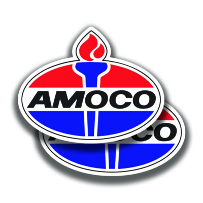 AMOCO GAS OIL DECALs 2 Stickers Bogo Vintage Car Window Bumper