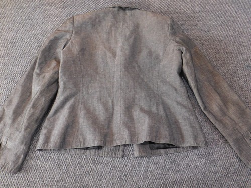 Jones New York Womens Jacket 12 Gray one button blazer classic linen - Picture 8 of 11