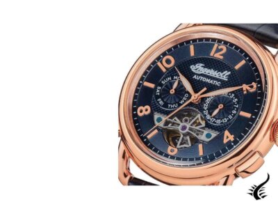 Ingersoll Herren Automatikuhr The New England mit blauem Ziffernblatt Lederarmband...