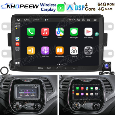4+64GB Android 15 Autoradio GPS Navi CarPlay BT Für Renault Captur MK1 2013-2019