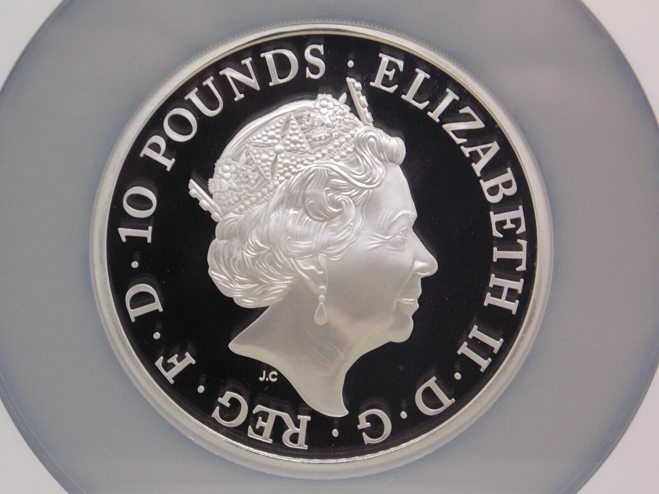 Gran Bretaña 2015 *Britannia* 5 oz prueba .999 plata fina NGC PF70 #216 FS ECC&C Foto 2 de 4