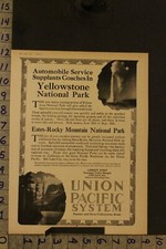 1917 RAILROAD YELLOWSTONE NATIONAL PARK UNION PACIFIC ROCKY MOUNTAIN TOUR ADWF85