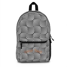 Geometric Backpack Black White Optical Illusion School Bag, Custom Name Gift