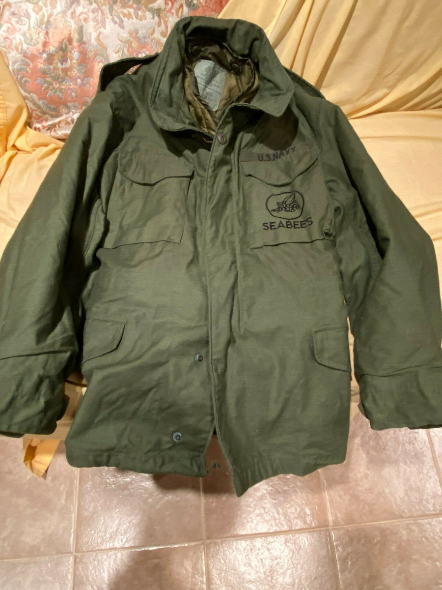 Vintage US NAVY SEEBEES Military OG107 Field Jacket Coat
