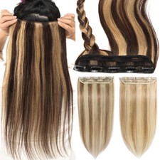 Ombre Highlight Weft One Piece Clip In Remy Human Hair Extensions 3/4 Full Head