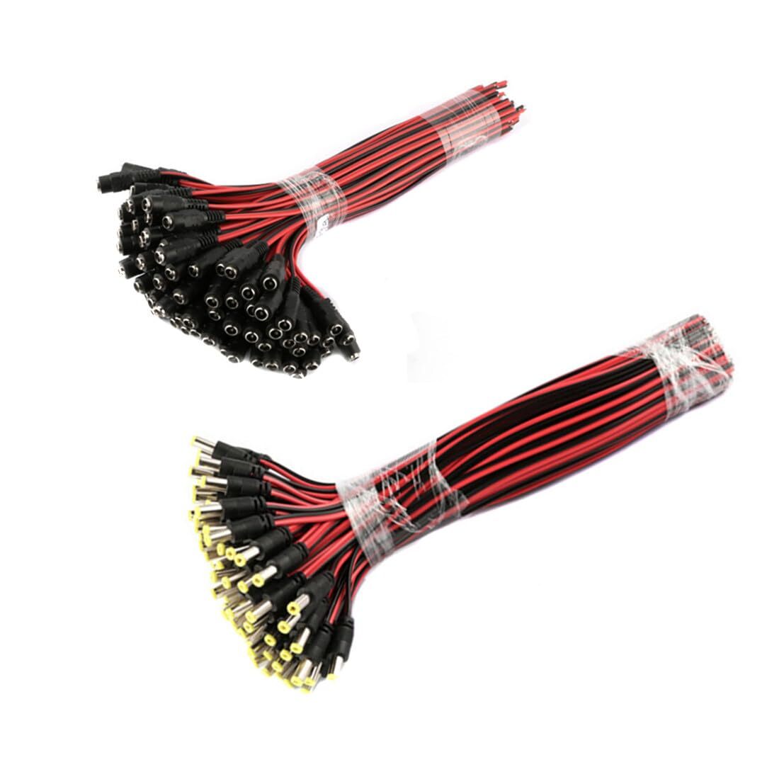 10 Pairs 12V 5A DC Power Pigtail Barrel Plug 2.1mm x 5.5mm Male Female