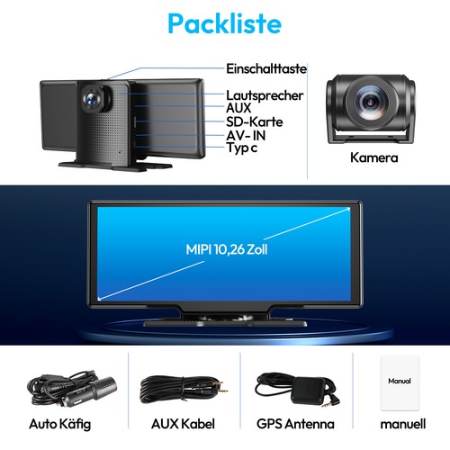 XGODY 10.26" WIFI GPS 4K Dashcam 2160P Drahtloses CarPlay HD Autokamera Car DVR - Bild 19 von 19