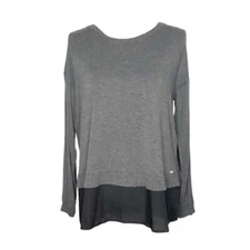 Calvin Klein Top Gray Black Layered Look Tulip Back Womens XS