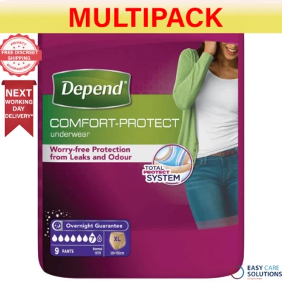 Depend Comfort Protect Incontinence Pants for Women - Extra Large - 2 Packs of 9