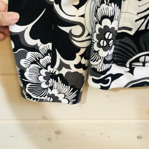 Chicos Womens Snap Front Jacket Sz 2 Large Black White Gray Floral Rayon Blend - Picture 5 of 6