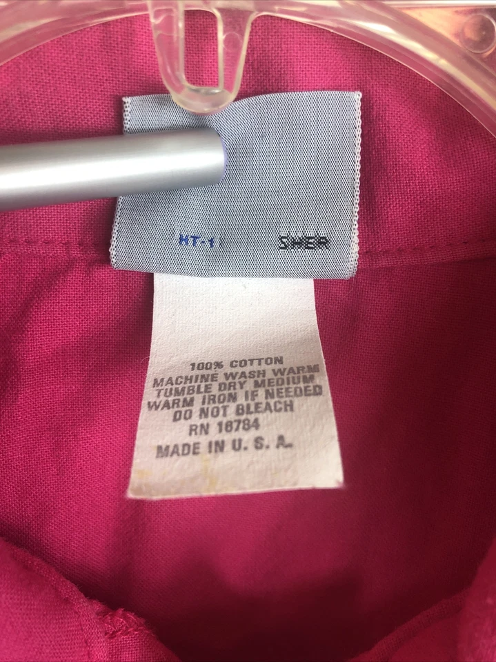 Camisa Hang Ten rosa laranja vintage botão frontal - tamanho grande pequena serve média - Imagem 4 de 4