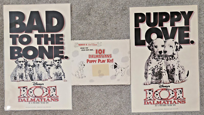101 DALMATIANS: 2 NEW LAMINATED POSTERS & PUPPY PLAY KIT -1990s Disney McDonalds