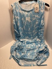 La Mode Mint Green White Tie-Dye Drawstring-Sides Sleeveless Dress Size XXL
