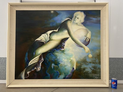 🔥 Fine Vintage French Modern Surrealist Fantasy Mythology Goddess Oil Painting - Picture 3 of 24