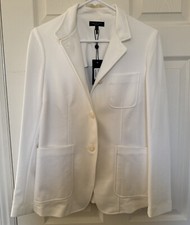 RAG  BONE Sid Cotton Pique Blazer in White Size 12 NWT MSRP 595.00